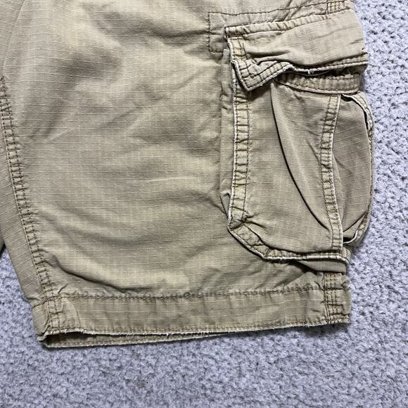 American Eagle Cargo Shorts Mens 30 Tan Khaki Ripstop Military Y2K Cotton Long - Picture 8 of 15